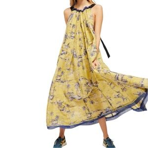Free People Yellow Floral Print Maxi Dress